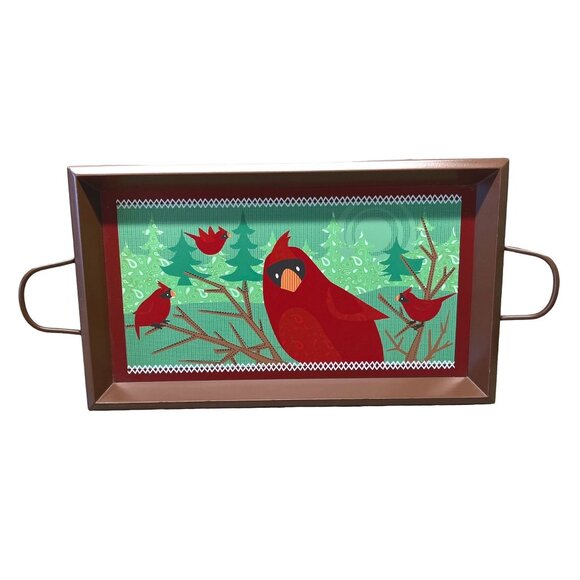 Gund Cardinal Bird Serving Tray Rectangular with Handles Christmas Decor - Picture 11 of 11